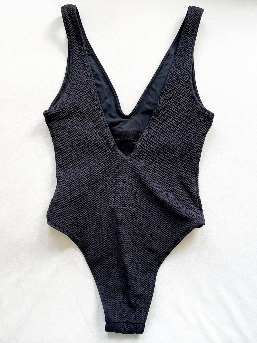 Classic Black Textured One-Piece Swimsuit - Picture 2 of 3
